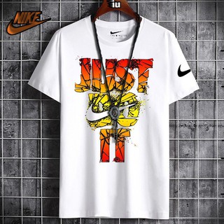 เสื้อ Nike tshirt Swoosh fasht สําหรับผู้ชายย้อมเสื้อสั้นสีขาวเกาหลี t t Kqdi P94