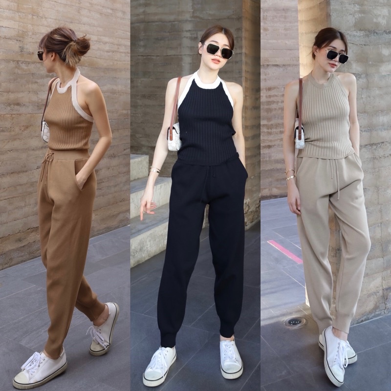 (ลด 30% ซื้อผ่าน shopee video) Simplestyle.byd Sunday set ชุดเซทไหมพรมคล้องคอ