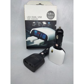 Car Charger โวลท์มิเตอร์วัดไฟแบตเตอรี่ ในรถยนต์ แบบเสียบที่จุดบุหรี่ พร้อมช่องเสียบ USB 2 ช่อง 3.4Amp , 4.8Amp