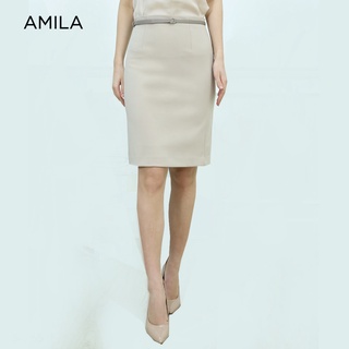 AMILA Skirt AM-S265(+เข็มขัด) สูทติ้งสเปนเด็กซ์ IGPU21-4