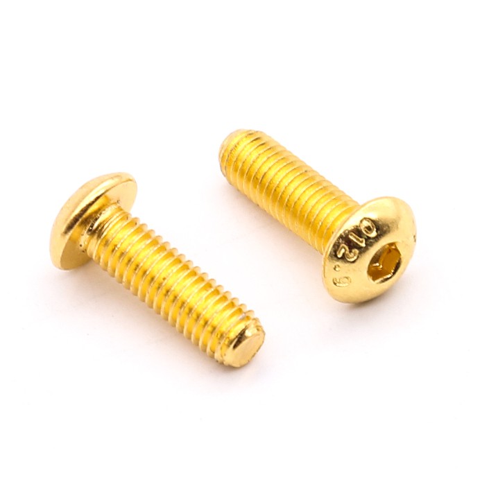 M3 M4 สกรูหัวจมกระทะกลม Hex Head Allen Bolt - ชุบไทเทเนียมสีทอง