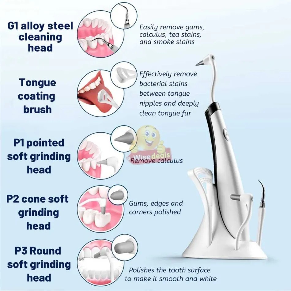 เครื่องทำความสะอาดฟัน ที่ขูดหินปูน ซอกฟัน ขัดฟัน 5 in 1 รุ่น Acoustic Vibration Tooth Cleaner-8Feb-J1