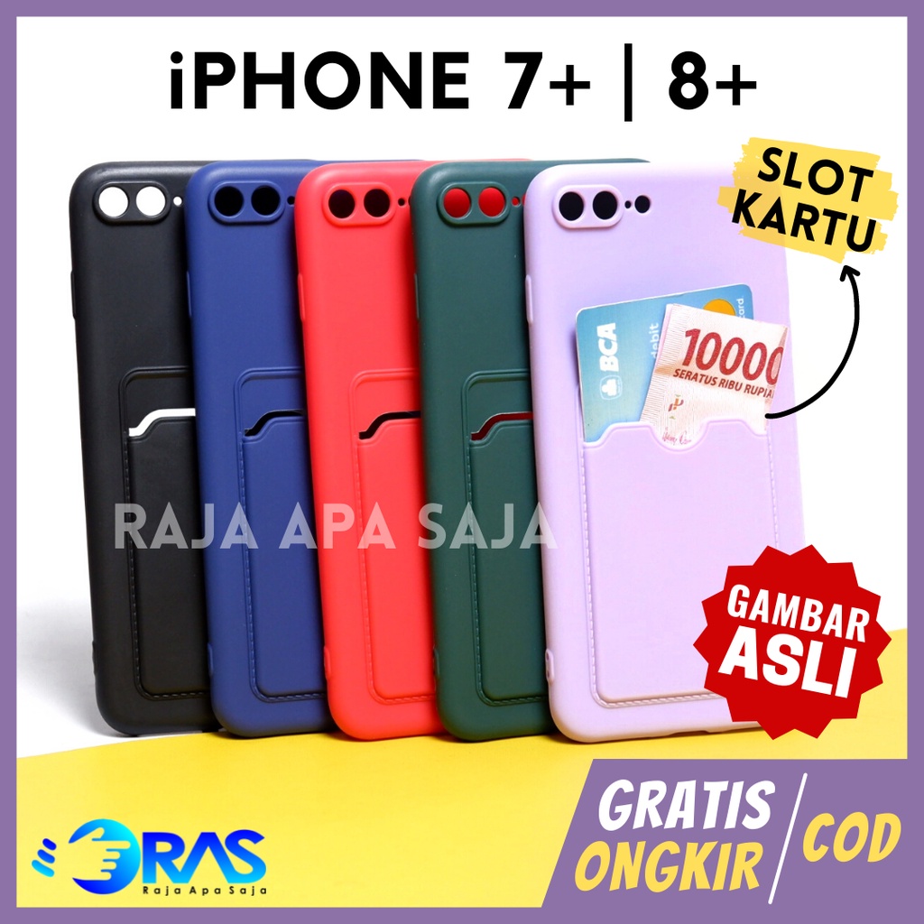 Soft Case I Phone IP 7+ 8+ 7 Plus 8 Plus - Card Wallet Sopkes Sofcase Apple IP 7Plus 8Plus Ples Card