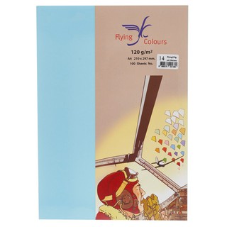 กระดาษการ์ดสี 14 A4 120 แกรม สีฟ้า (100แผ่น) ฟลายอิ้ง Color card paper, 14 A4, 120 grams, Blue (100 sheets) Flying