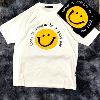 【Hot】เสื้อยืดOversizeลาย Smileใส่ได้ทั้งชายหญิง cotton100%