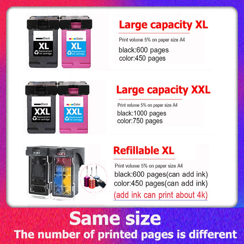HP 67 หมึก HP67 ดำ HP67XL หมึกรีฟิลใช้ได้กับ HP 2722 4152 4155 4158 6052 6055 6058 6075 /6452 6455 6458