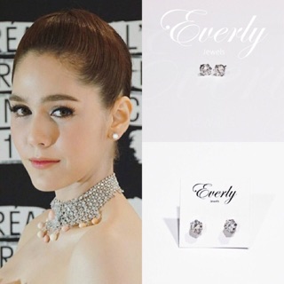 ต่างหูเพชรcz 6mm ก้านแสตนเลส💎Princess Earrings💎