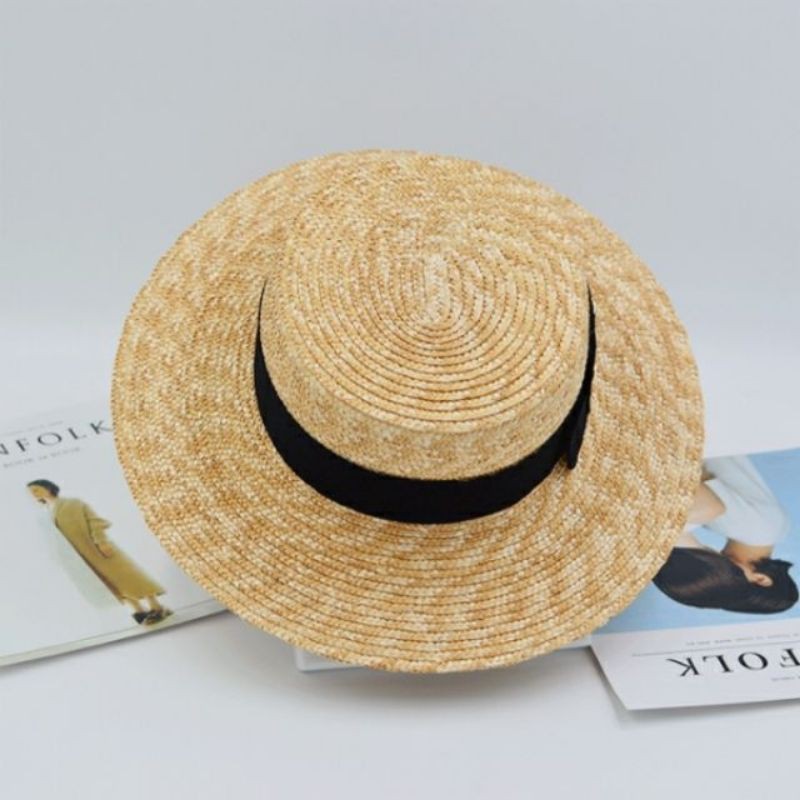 boater hat หมวกสานทรงกลม หมวกสานใส่ไปทะเล