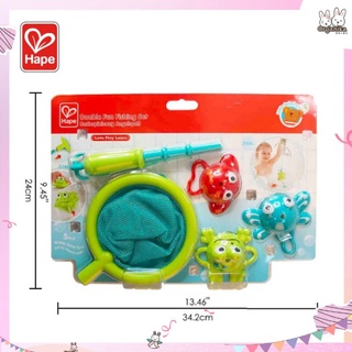 Hape Double Fun Fishing Set เซตตกปลาแสนสนุก 2 เท่า ของเล่นน้ําตกปลา มาพร้อมคันเบ็ด ตาข่าย และสัตว์น้ำอีก 3 ชนิด