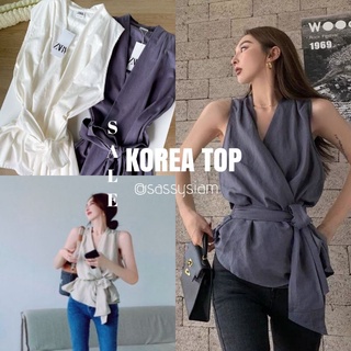 NEW :: korea Top🇰🇷 เสื้อกล้ามสไตส์เกาหลี ทรงไขว้หน้า งานนำเข้าอย่างดี ช่วงเอวหลังเเต่ซ่อนยางยืดงานดียืดได้เยอะ