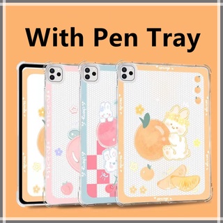 【with pen tray】 small fresh Clear case iPad 9 iPad Mini 6 Air 1 2 7 8 iPad7 iPad8 Air3 Air4 Air5 Mini5 gen9 7 gen8 Pro11 12.9 cute Phone Casing