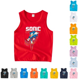 เสื้อกล้ามเด็ก ผ้าฝ้าย ลายการ์ตูนโซนิค 7 สี BBB004