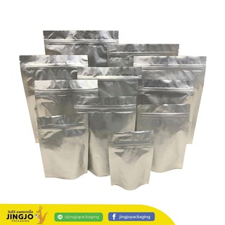 ถุงซิปล็อค ถุงฟอยด์ สีเงิน ทึบ ตั้งได้ ขนาด [50ใบ] - Jingjo Packaging Ziplock Bags