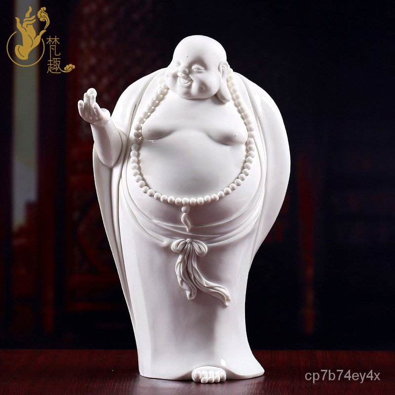 Van Xuan สนุก Liu Songqing Dehua White Porcelain Ceramics Maitreya Buddha Sculpture Art Collection/1
