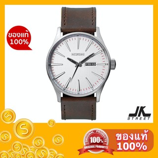 [โค้ด 15ZXS4 ลด 13%] นาฬิกา Nixon Sentry Leather รุ่น A105-113 (Silver/Brown) ของแท้