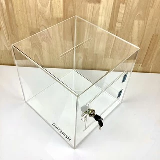กล่องรับบริจาคอะคริลิคใส พร้อมกุญแจล็อก /Donation Box 30x30x30cm.