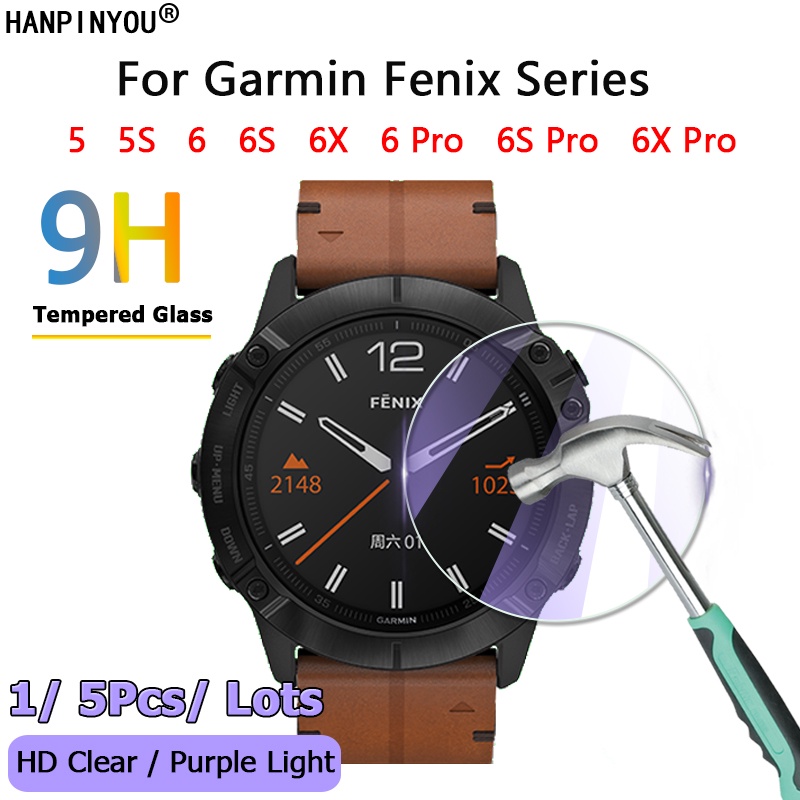 สําหรับ Garmin Fenix 5 5S 5X 6 6S 6X Pro สมาร์ทนาฬิกา Ultra Clear / Anti สีม่วง 2.5D ฟิล์มกระจกนิรภัยป้องกันหน้าจอ Guard