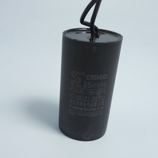 CAPACITOR คาปาซิสเตอร์ 25uF 450V. ชนิดสาย สีดำ เพื่อใช้สำหรับปั้มน้ำและมอเตอร์ต่างๆ