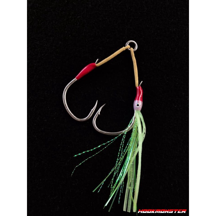 Jigging-Assisthook-ตัวเบ็ดจิ๊กมัดสำเร็จงานจิ๊กกิ่ง-พู่เรืองแสงกลางคืน+ดวงตา3D''Squid head''