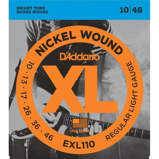 DAddario สายชุดกีตาร์ไฟฟ้า Nickel Wound, Regular Light GRUGE 10-46 รุ่น EXL110