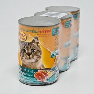 เพ็ทส์เฟรนด์ อาหารแมว รสปลาทะเล 400 กรัม X 3 ซอง อาหารแมว Petz Friend Cat Food Marine Fish 400 g x 3