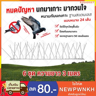 หนามกันนก ฐาน Stainless ความยาว 50 cm แบบ 24 เส้น (x6ชุด) Bird Spike  หนามไล่นก