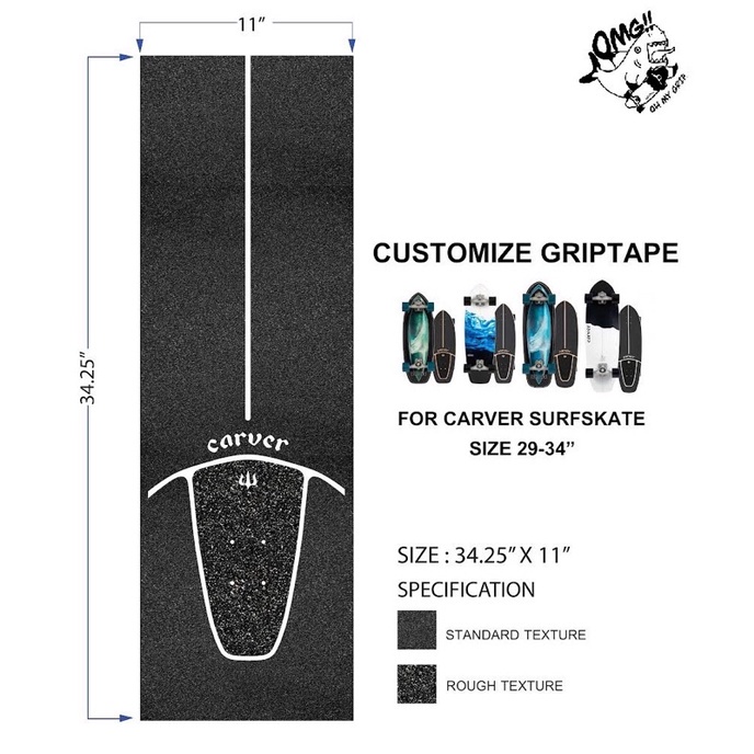 ⚡️พร้อมส่ง⚡️กริปเทป Griptape Carver 2020 Surfskate กระดาษทราย สเก็ตบอร์ด ขนาด 34.25”x11”