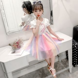 (พร้อมส่ง)  ชุดเด็กโต เดรสกระโปรงม้ายูนิคอนน่ารักมาก เด็กๆชอบ