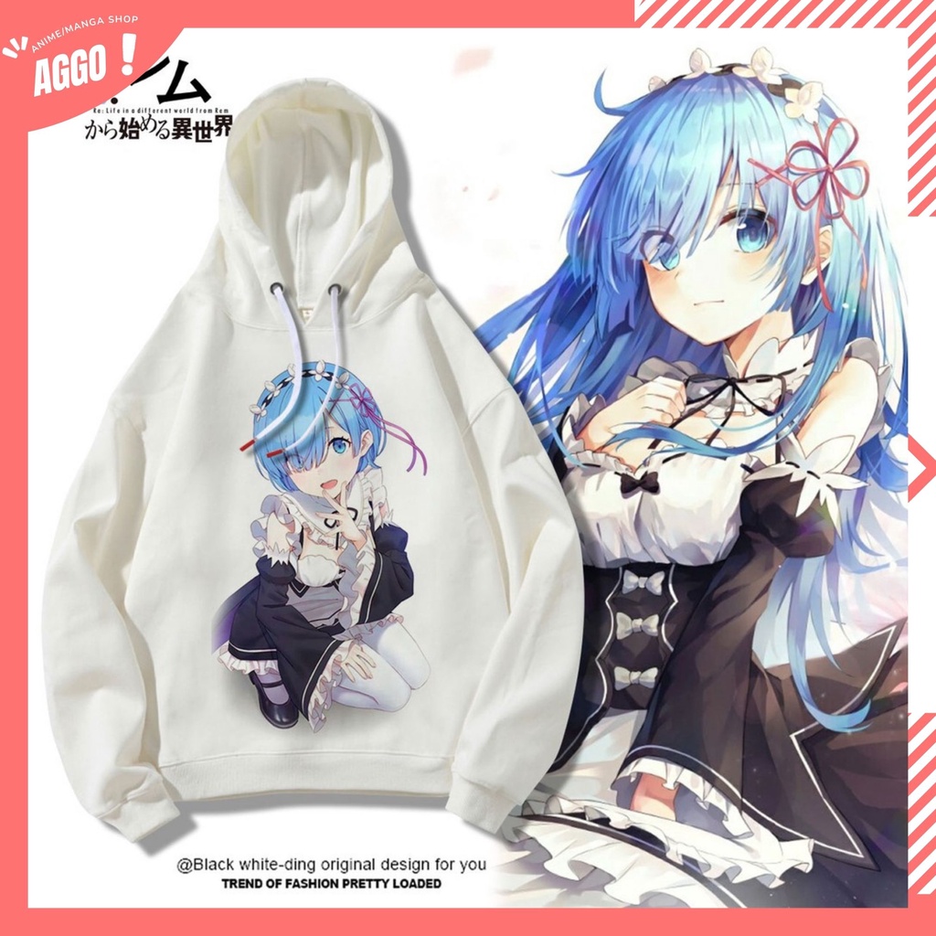 Re:zero Rem & Ram เสื้อกันหนาวมีฮู้ดอนิเมะที่อบอุ่น