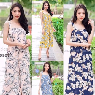 Jumpsuits..🌸 จั้มสูทสายเดี่ยว ทรงกางเกงกระโปรง ผ้าพิมพ์ลาย พริ้ว ใส่สบาย ทรงปล่อย ใส่ชิวๆได้ทุกวันเลยค๊าา
