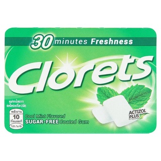 ว๊าว🍟 คลอเร็ท หมากฝรั่งชูการ์ฟรี รสคูลมินต์ 12.6กรัม Clorets Cool Mint Flavoured Sugar-Free Coated Gum 12.6g