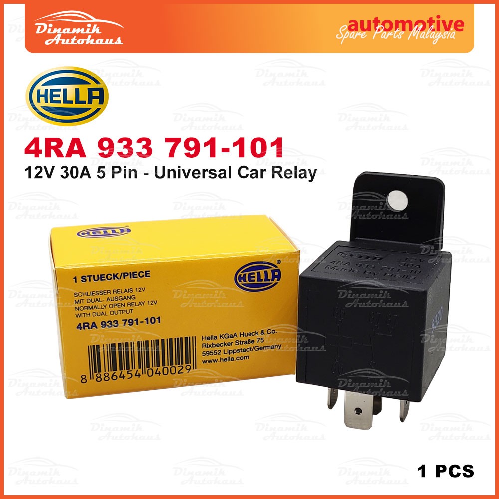 รีเลย์รถยนต์รถยนต์สากล 12V 30A 5 Pin Hella รีเลย์ Kereta 4RA933791-101