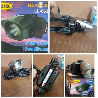 ไฟฉายคาดหัว LED HIGH POWER HEADLAMP ไฟชุด LED 5WATT 1 หลอดพร้อม แบตเตปรันไฟได้3 จังหวะ แสงขาว รุ่น LL-6635B