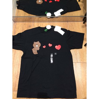 เสื้อยืดลําลองสําหรับผู้ชายผู้หญิงแขนสั้นพิมพ์ลาย Line Friends