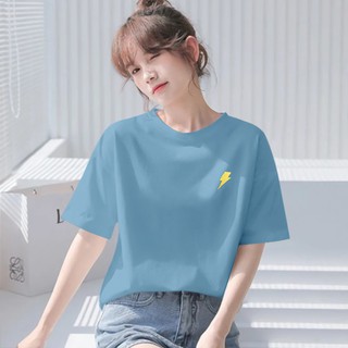 🚚พร้อมส่ง🚚 เสื้อยืด เสื้อแขนสั้น คอกลม⭐ลายน่ารักและเรียบง่าย เสื้อสีดำผู้หญิง เสื้อยืดสีพื้น เสื้อผ้าแฟชั่นผู้หญิง #W15