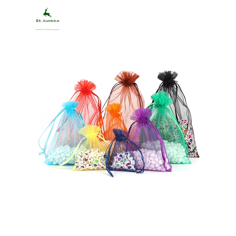 ถุงบรรจุของขวัญ  10ชิ้น/ถุง ✓ใส ✓เชือกรูด ✓ออร์แกนซ่า สำหรับจัดเก็บ-แพ็คเกจ