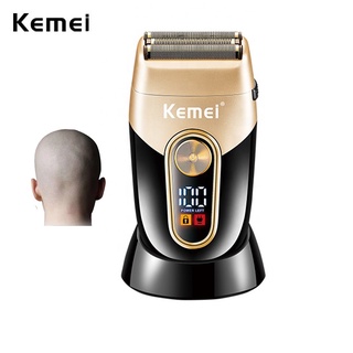 Kemei มีดโกนหนวดฟอยล์ ใบมีดตาข่าย 3 ใบมีด แบบชาร์จไฟได้ พร้อมขาตั้งชาร์จ