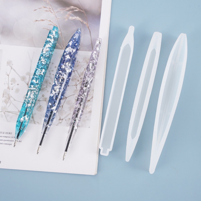 SIY DIY เครื่องประดับเครื่องมือหล่อคริสตัลอีพ็อกซี่แม่พิมพ์ปากกาลูกลื่นหล่อซิลิโคน Mould กระบอกปากการูปร่างเรซิ่นแม่พิมพ์