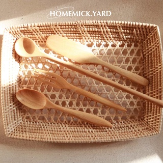 homick.yard🤎 ช้อนไม้ ส้อมไม้ พายไม้ ใช้ชงกาแฟ ตักขนม มินิมอล สวย แข็งแรง ราคาย่อมเยาว์