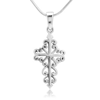 Suvani Jewelry - 925 Sterling Silver Celtic Filigree Cross จี้ไม้กางเขน พร้อมสร้อยเงิน ยาว 18 นิ้ว