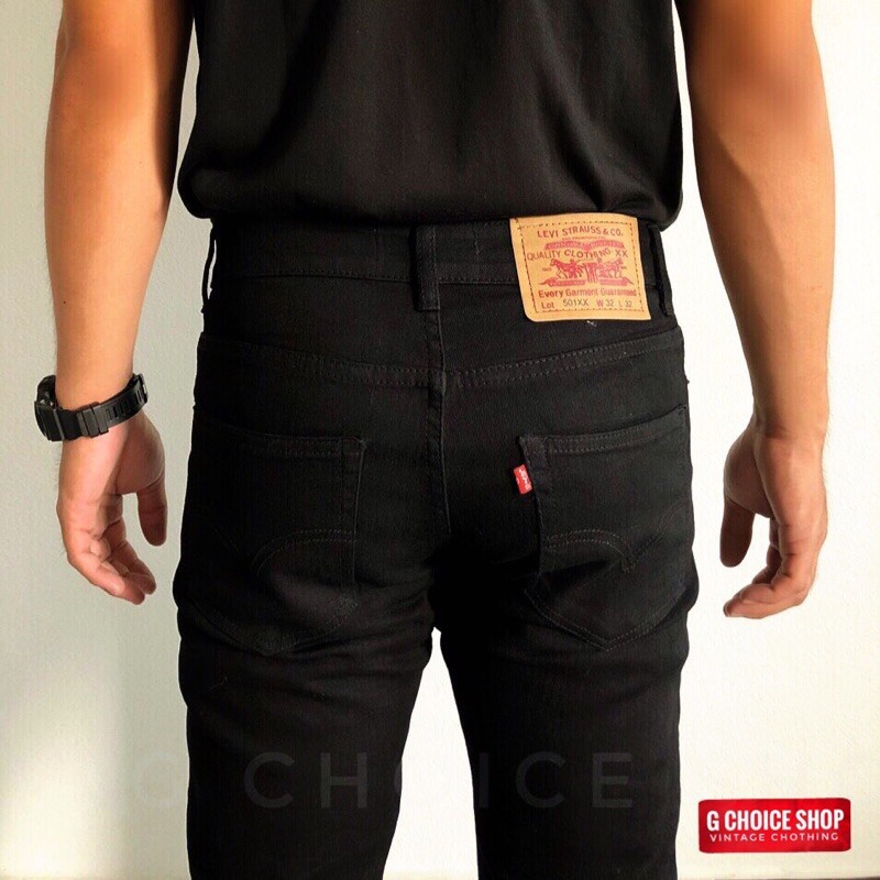กางเกงยีนส์ Levi's 501 Super Black ผ้ายืด ขาเดฟ & กระบอกเล็ก | Shopee  Thailand
