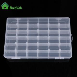 Doub✤Useful Adjustable 36 Compartment Plastic Storage Box Jewelry Earring Case