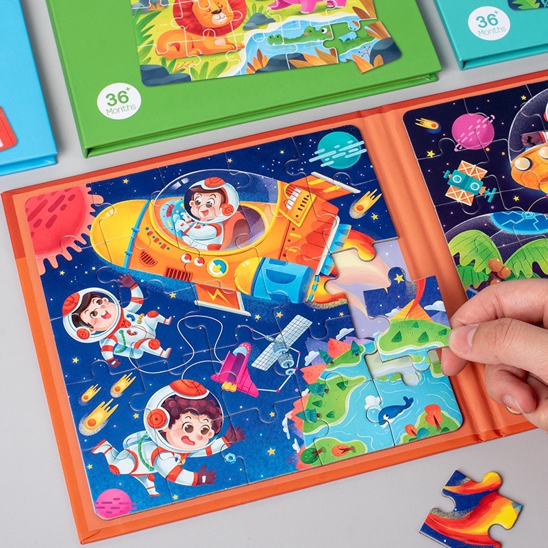 * ออกบิลได้ (แจ้งทางแชท) หนังสือจิ๊กซอว์แม่เหล็ก Magnetic Puzzle ต่อจิ๊กซอว์ได้ 3 ภาพใน 1 เล่ม มีให้เลือก 32 แบบ - รูปที่ 2