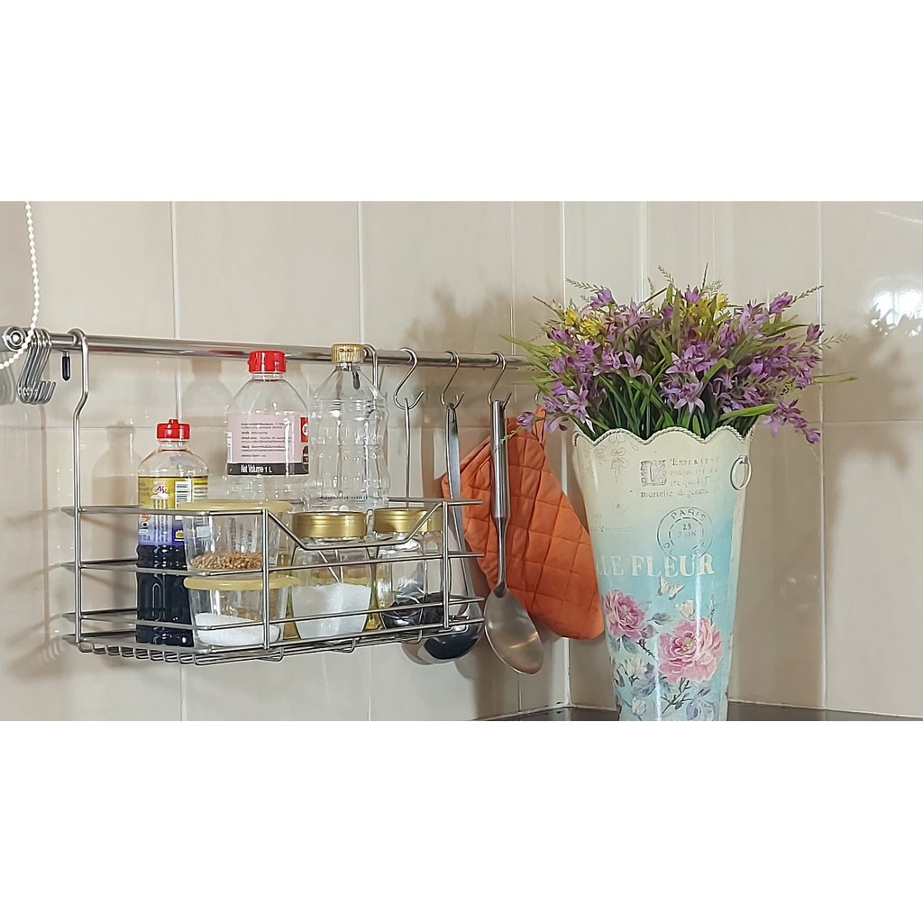 Kowa homeware ราวแขวนอเนกประสงค์ติดผนัง ขนาด 100 ซม.แถมตะขอตัว S 5 ชิ้น Stainless Steel SUS 304 100% - รูปที่ 4