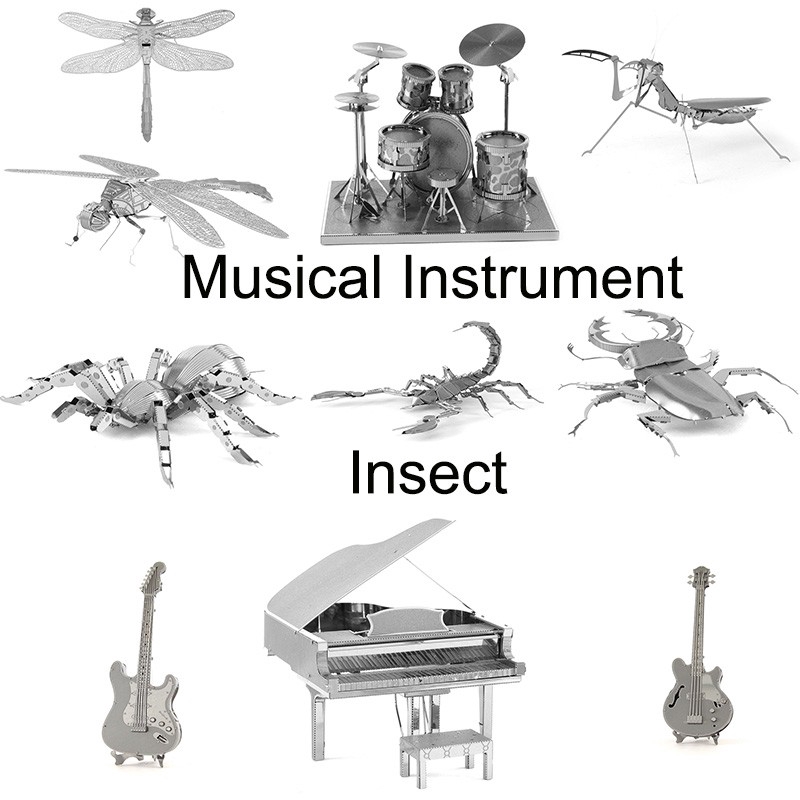 ปริศนาโลหะ 3D Metal Model Puzzle DIY Adult Kids Musical Instrument Toys