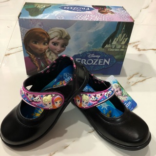 รองเท้าหนังดำ FROZEN แบบเทป