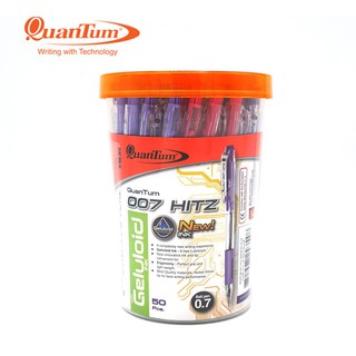 ปากกาลูกลื่นควอนตั้ม Quantum 007 HITZ สีน้ำเงิน/แดง/ดำ (50ด้าม/กระปุก)