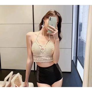 🔅สินค้าพร้อมส่ง🔅 เสื้อไหมพรม คล้องคอผูกหลังสายฝอ แฟชั่นสำหรับผู้หญิง GZSX04