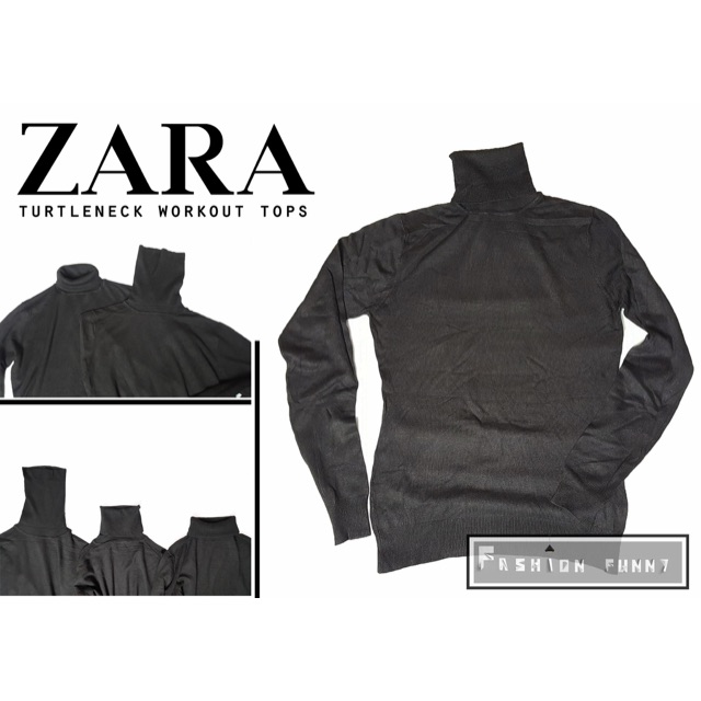 เสื้อคอเต่า (แบบพับ) แขนยาว #สีน้ำตาลเข้ม งาน ZARA แท้