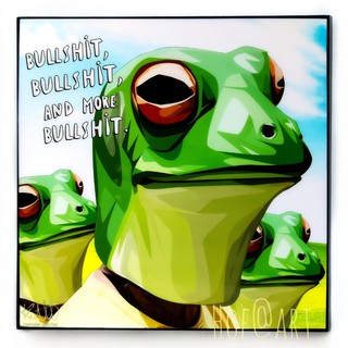 Frog Bullshit รูปภาพ​ติด​ผนัง​ pop art กบ การ์ตูน cartoon แต่งบ้าน ของขวัญ กรอบรูป รูปภาพ ของสะสม